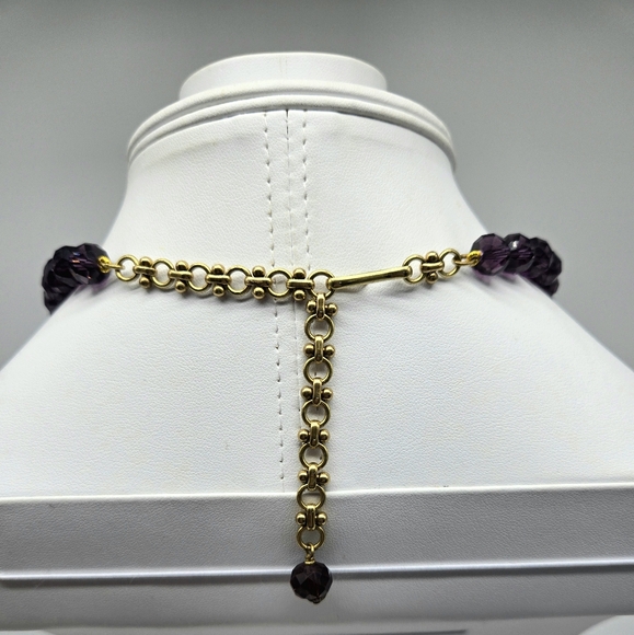 Heidi Daus Amethyst Swarovski Crystal Large Peacock Feather Necklace - Picture 12 of 14